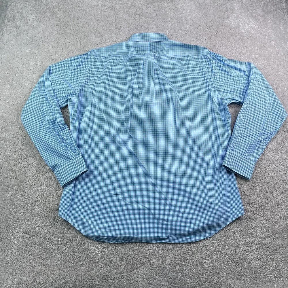Ralph Lauren Shirt Mens Medium Blue Gingham Button Down Long Sleeve Cotton Pony